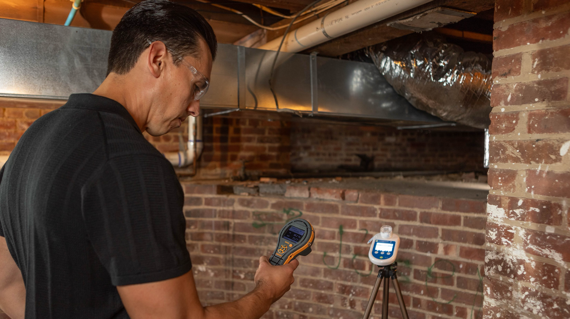 Certified mold inspector performing a mold inspection
